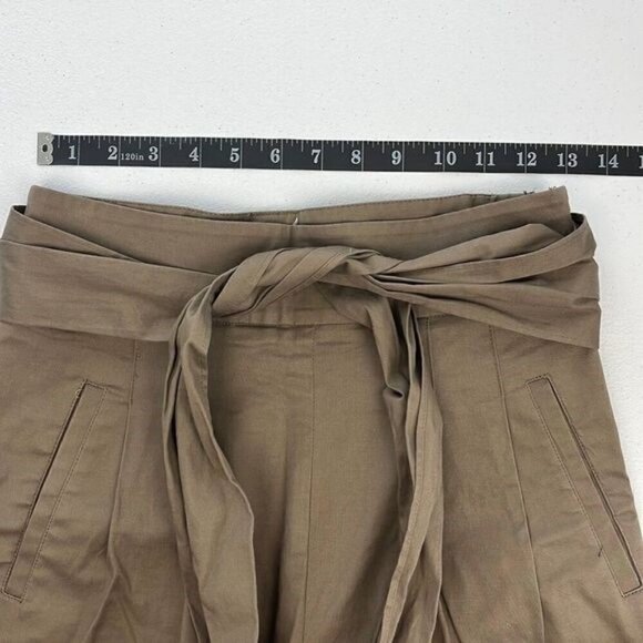 Cartonnier Tan Trousers Pleated Front High-Rise Tie Waist Tapered Leg Crop Pants - Picture 10 of 15